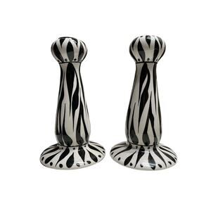 Vtg Pair Signed Evandale Hand Painted Porcelain Candlestick Holders Wynne Noble